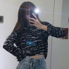 Long Sleeve Print Cropped T-shirt