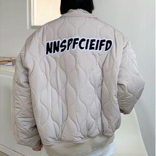 Lettering Quilted Zip Jacket