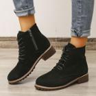 Faux Suede Low-heel Ankle Boots