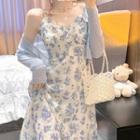 Spaghetti Strap Floral A-line Dress / Light Cardigan
