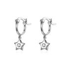 925 Sterling Silver Star Earrings With White Austrian Element Crystal Silver - One Size