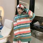 Color Block Stripe Cable-knit Sweater