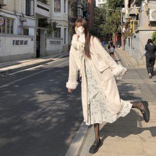 Mock-neck Woolen Plain Coat
