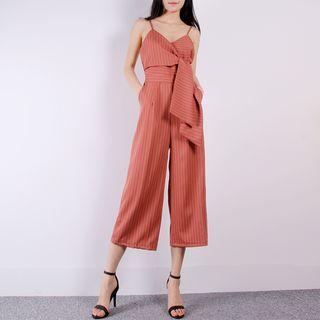 Spaghetti Strap Cropped Striped Jumpsuit