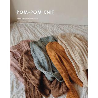 Scallop-neck Pompom Sweater