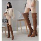 Lace Trim Chunky-heel Over-the-knee Boots