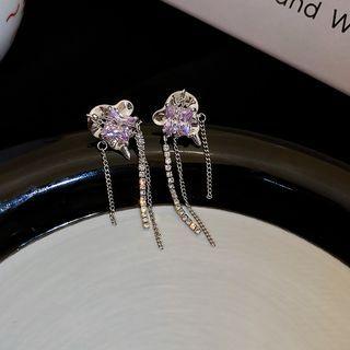 Irregular Rhinestone Fringed Earring 1 Pair - Stud Earrings - Silver - One Size