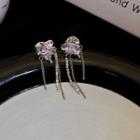Irregular Rhinestone Fringed Earring 1 Pair - Stud Earrings - Silver - One Size