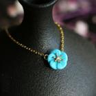 Turquoise Flower Pendant 925 Sterling Silver Necklace Blue - One Size