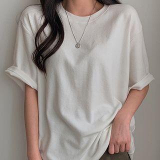 Elbow-sleeve Napped T-shirt