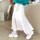 Fleece-lined Crinkled Maxi Flare Skirt