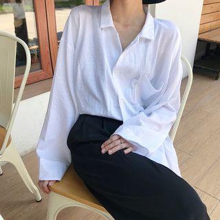 V-neck Loose-fit Long Shirt