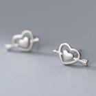 Heart & Arrow Sterling Silver Earring 1 Pair - S925 Silver - Earrings - Silver - One Size