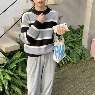 Long Sleeve Color-block Striped Sweater