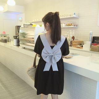 Bow Accent Back Short Sleeve Dress
