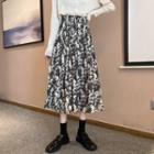 Off Shoulder Plain Top / Floral A-line Skirt