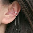 Rhinestone Chain Ear Cuff 1 Pc - Rhinestone Clip On Earring - Silver - One Size