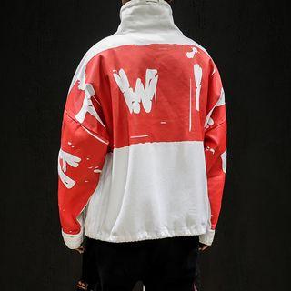 Printed Half-zip Windbreaker