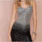 Choker-neck Chained Sequined Sheath Dress