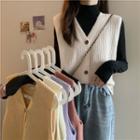 Button-up Sweater Vest / Long-sleeve Mock-neck Knit Top