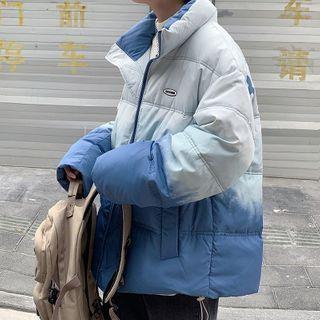 Lettering Ombre Padded Zipped Jacket