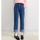 Fruit Embroidery Straight Leg Jeans