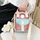 Bear Charm Color Block Pvc Panel Crossbody Bag With Bear Charm - Multicolor - One Size