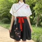 Embroidered Hanfu Short-sleeve Top / A-line Skirt
