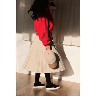 Accordion-pleat Cashmere Skirt