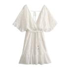 Wide-sleeve Lace A-line Dress