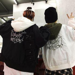 Hooded Star Print Zip Jacket
