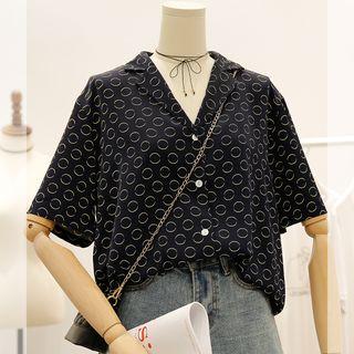 Short-sleeve Circle Print Shirt