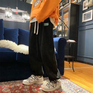 Corduroy Drawstring-cuff Straight Leg Pants