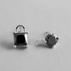 Non-matching 925 Sterling Silver Lock & Key Dangle Earring 1 Pair - Platinum - One Size