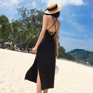 Plain / Floral Print Spaghetti Strap Midi Sundress