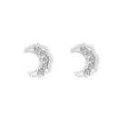 Rhinestone Moon Stud Earring 1 Pair - As Shown In Figure - One Size