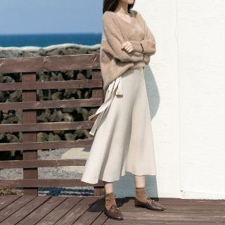 Tie-side A-line Midi Skirt