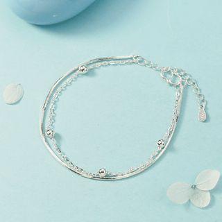 Beaded Layered Bracelet Silver - One Size