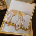 Faux Pearl Heart Alloy Fringed Earring 1 Pair - Gold - One Size