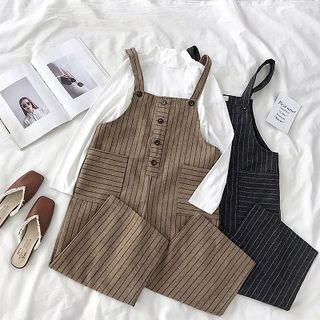 Pinstriped Wide-leg Jumper Pants