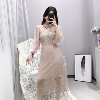 Faux-pearl Lace Dress
