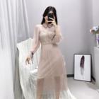 Faux-pearl Lace Dress