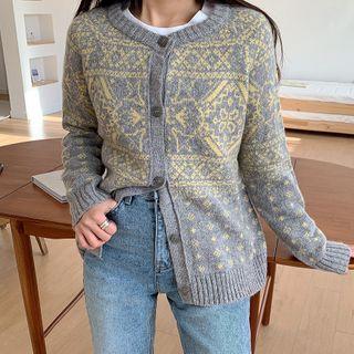 Round-neck Nordic-pattern Cardigan