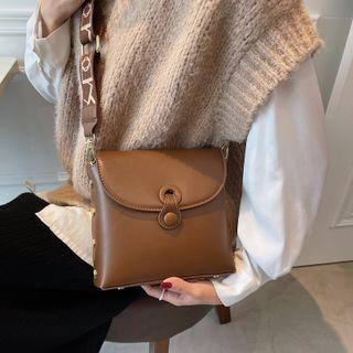 Nylon Strap Faux Leather Crossbody Bag