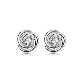Simple And Fashion Pattern Cubic Zircon Stud Earrings Silver - One Size