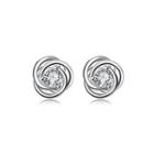 Simple And Fashion Pattern Cubic Zircon Stud Earrings Silver - One Size