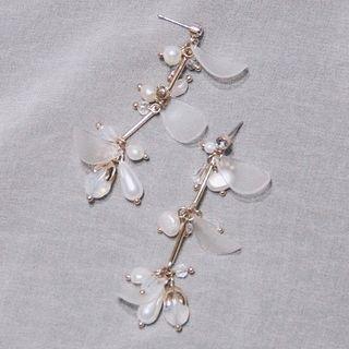 Faux Pearl Matte Petal Dangle Earring