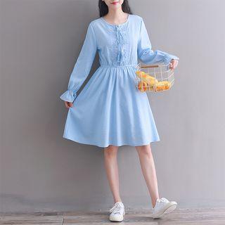 Long-sleeve Lace-up A-line Dress