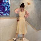 Frilled Trim Blouse / Lace-up Midi Jumper Dress
