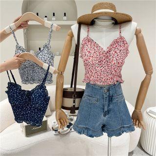 Ruffled Floral Print Camisole Top
